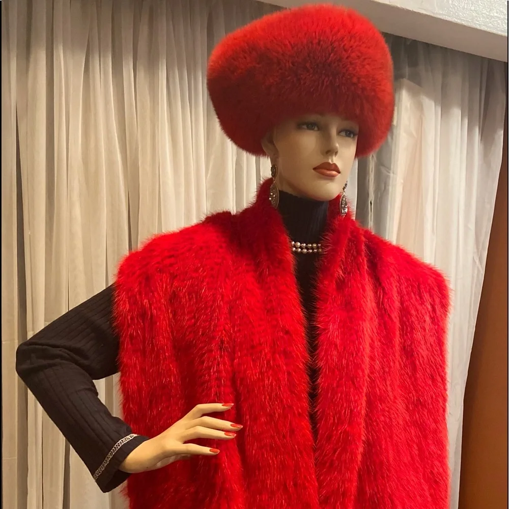 Red Mink Shawl on Knit